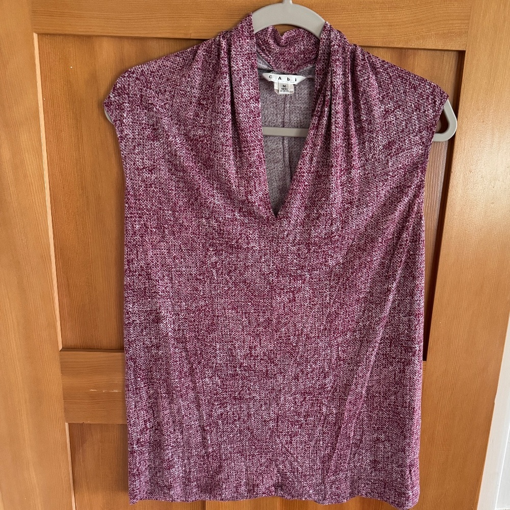 CAbi Raspberry Speckled V- Neck Top Size M
